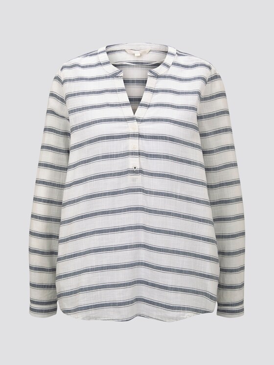 striped Henley blouse - Women - white navy stripe striped Henley blouse - Women - white navy stripe - 7 - TOM TAILOR Denim