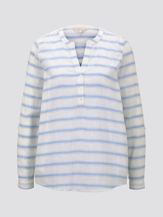 gestreifte Henley-Bluse - Frauen - white light blue stripe gestreifte Henley-Bluse - Frauen - white light blue stripe - 7 - TOM TAILOR Denim