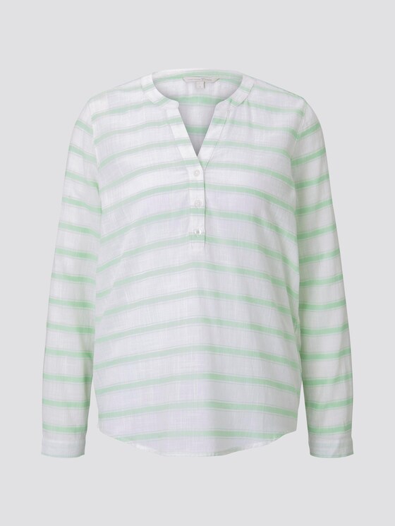 gestreifte Henley-Bluse - Frauen - white green stripe gestreifte Henley-Bluse - Frauen - white green stripe - 7 - TOM TAILOR Denim