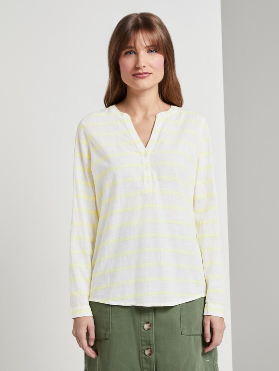 gestreifte Henley-Bluse - Frauen - white yellow stripe gestreifte Henley-Bluse - Frauen - white yellow stripe - 1 - TOM TAILOR Denim