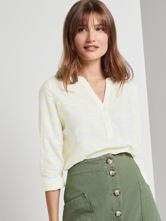 gestreifte Henley-Bluse - Frauen - white yellow stripe gestreifte Henley-Bluse - Frauen - white yellow stripe - 5 - TOM TAILOR Denim