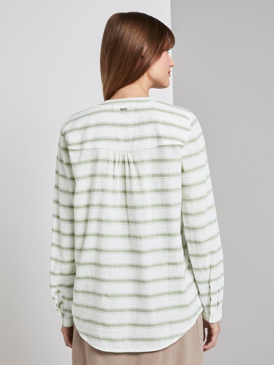 gestreifte Henley-Bluse - Frauen - white olive stripe gestreifte Henley-Bluse - Frauen - white olive stripe - 2 - TOM TAILOR Denim