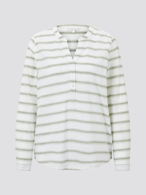 gestreifte Henley-Bluse - Frauen - white olive stripe gestreifte Henley-Bluse - Frauen - white olive stripe - 7 - TOM TAILOR Denim