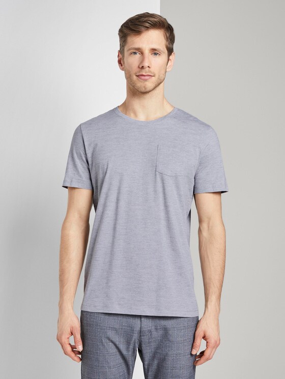 Gestreiftes T-Shirt mit Schrift-Print - Männer - light grey stripe Gestreiftes T-Shirt mit Schrift-Print - Männer - light grey stripe - 1 - TOM TAILOR