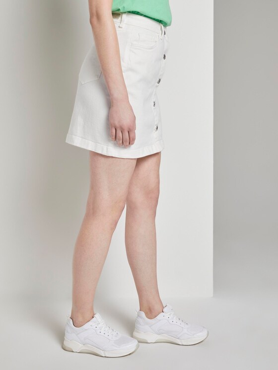 Mini skirt with a button tab in an A-line - Women - White Denim Mini skirt with a button tab in an A-line - Women - White Denim - 11 - TOM TAILOR Denim