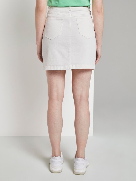 Mini skirt with a button tab in an A-line - Women - White Denim Mini skirt with a button tab in an A-line - Women - White Denim - 2 - TOM TAILOR Denim