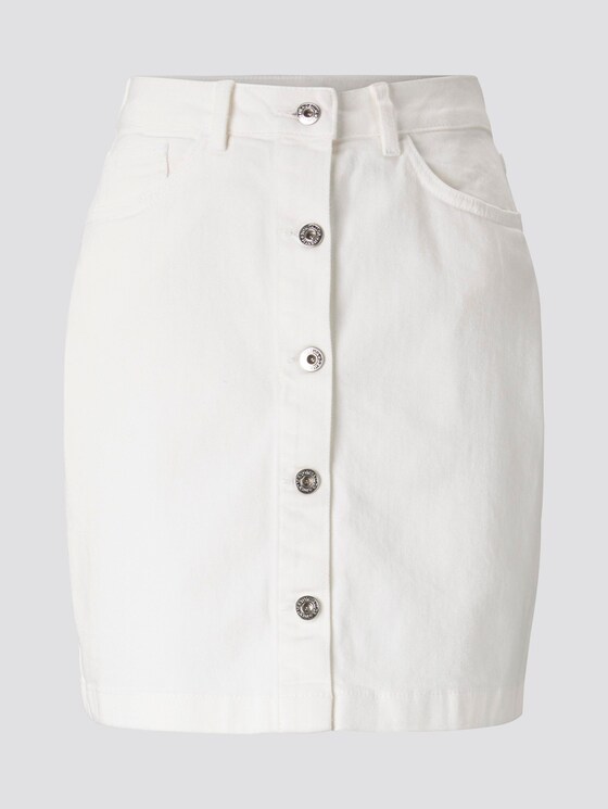Mini skirt with a button tab in an A-line - Women - White Denim Mini skirt with a button tab in an A-line - Women - White Denim - 7 - TOM TAILOR Denim