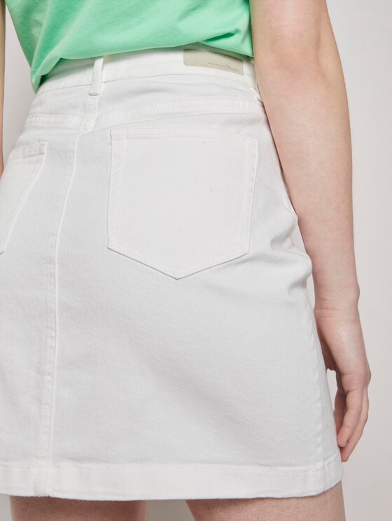 Mini skirt with a button tab in an A-line - Women - White Denim Mini skirt with a button tab in an A-line - Women - White Denim - 9 - TOM TAILOR Denim