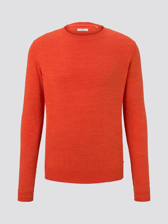 Strickpullover aus Leinengemisch - Männer - red off white injected mel Strickpullover aus Leinengemisch - Männer - red off white injected mel - 7 - TOM TAILOR