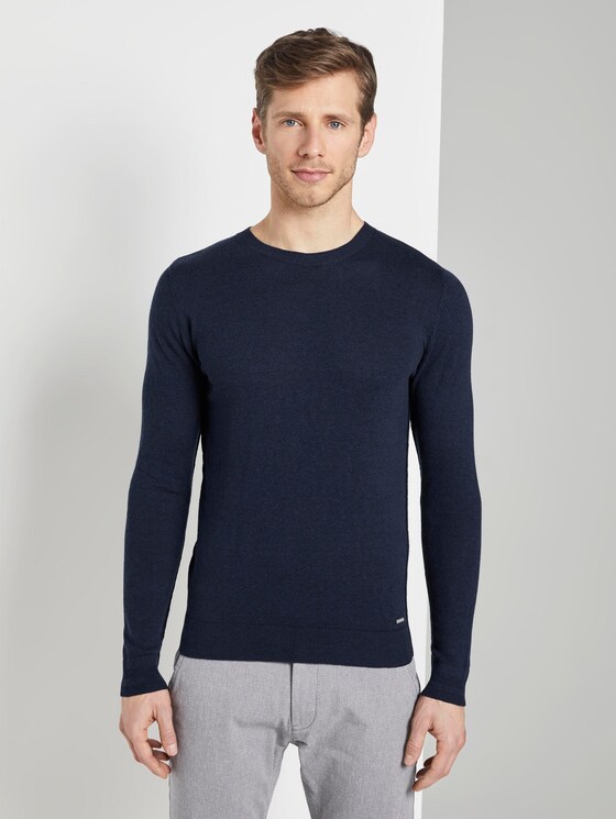Cardigan made of a linen blend - Men - navy black injected mel Cardigan made of a linen blend - Men - navy black injected mel - 1 - TOM TAILOR