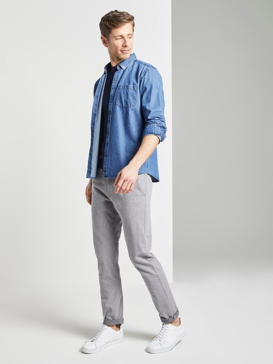 Cardigan made of a linen blend - Men - navy black injected mel Cardigan made of a linen blend - Men - navy black injected mel - 3 - TOM TAILOR