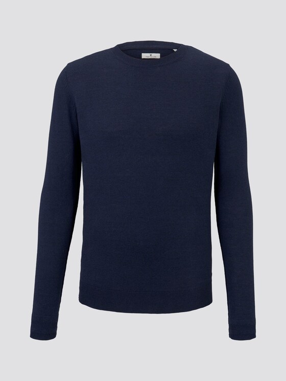 Cardigan made of a linen blend - Men - navy black injected mel Cardigan made of a linen blend - Men - navy black injected mel - 7 - TOM TAILOR