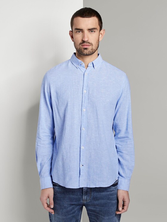 Hemd aus Leinengemisch - Männer - Sky Blue Chambray Hemd aus Leinengemisch - Männer - Sky Blue Chambray - 1 - TOM TAILOR
