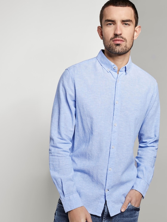 Hemd aus Leinengemisch - Männer - Sky Blue Chambray Hemd aus Leinengemisch - Männer - Sky Blue Chambray - 5 - TOM TAILOR