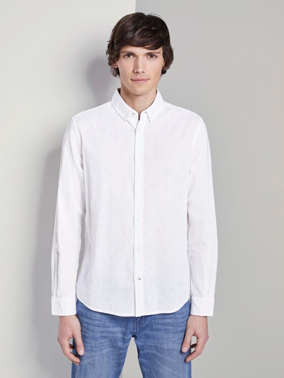 Hemd aus Leinengemisch - Männer - White Hemd aus Leinengemisch - Männer - White - 1 - TOM TAILOR