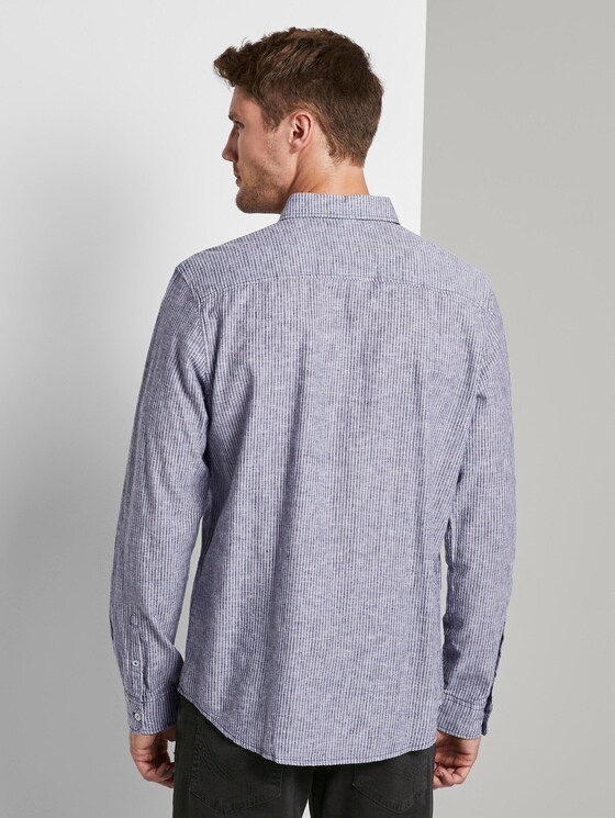 Hemd aus Leinengemisch - Männer - navy white stripe Hemd aus Leinengemisch - Männer - navy white stripe - 2 - TOM TAILOR