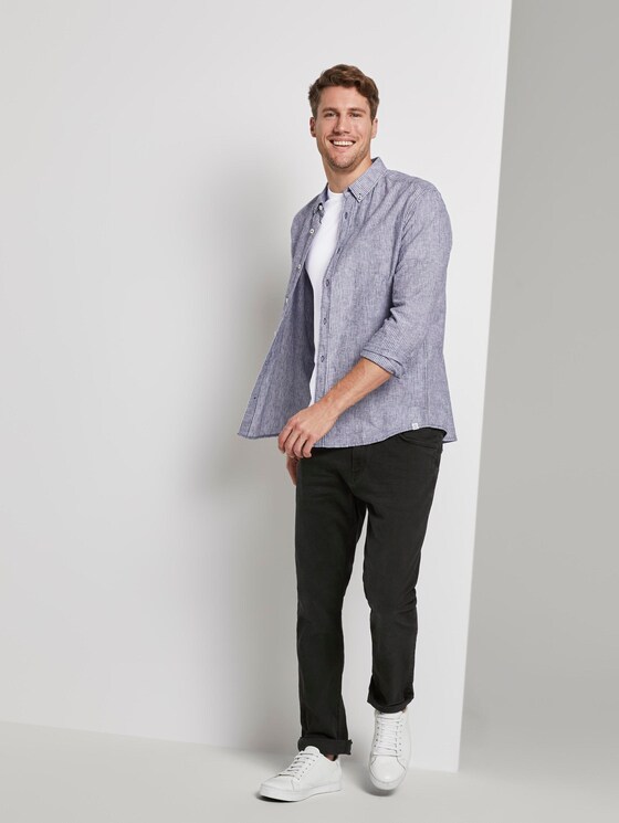 Hemd aus Leinengemisch - Männer - navy white stripe Hemd aus Leinengemisch - Männer - navy white stripe - 3 - TOM TAILOR