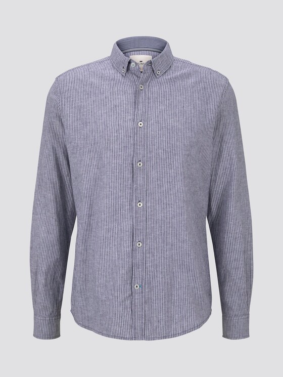 Hemd aus Leinengemisch - Männer - navy white stripe Hemd aus Leinengemisch - Männer - navy white stripe - 7 - TOM TAILOR