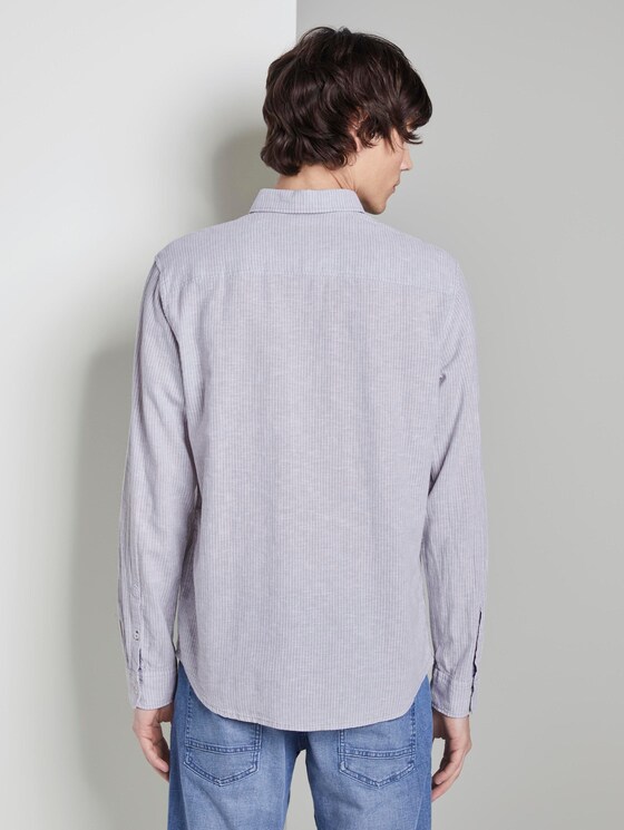 Shirt made of linen blend - Men - light grey white stripe Shirt made of linen blend - Men - light grey white stripe - 2 - TOM TAILOR