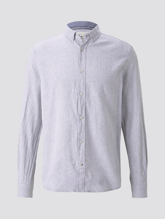 Shirt made of linen blend - Men - light grey white stripe Shirt made of linen blend - Men - light grey white stripe - 7 - TOM TAILOR