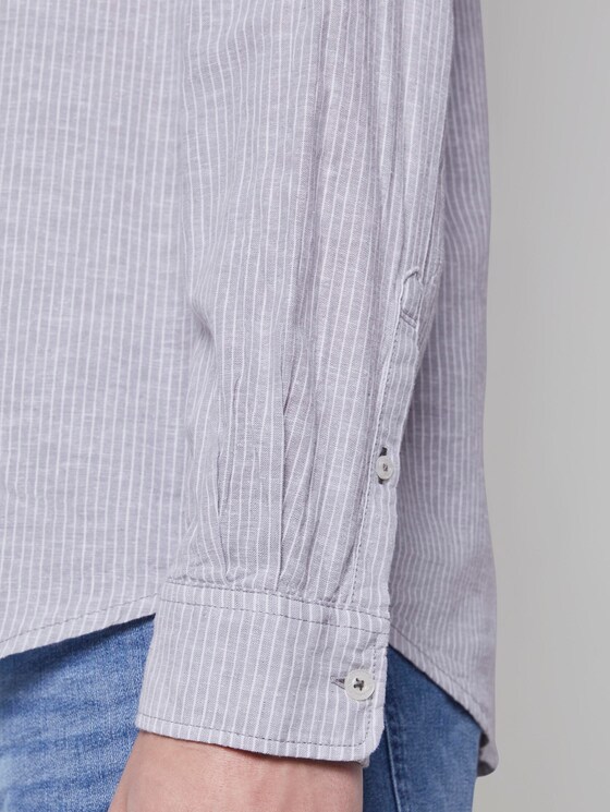 Shirt made of linen blend - Men - light grey white stripe Shirt made of linen blend - Men - light grey white stripe - 9 - TOM TAILOR