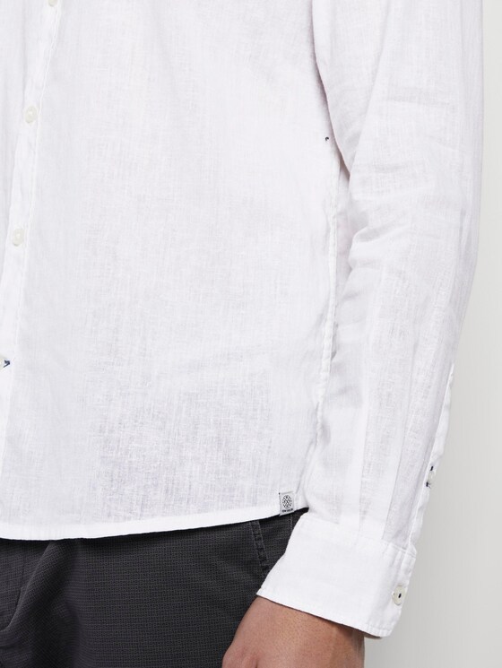 Hemd mit Mao-Kragen aus Leinengemisch - Männer - White Hemd mit Mao-Kragen aus Leinengemisch - Männer - White - 10 - TOM TAILOR