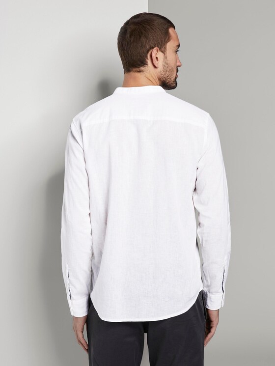 Hemd mit Mao-Kragen aus Leinengemisch - Männer - White Hemd mit Mao-Kragen aus Leinengemisch - Männer - White - 2 - TOM TAILOR