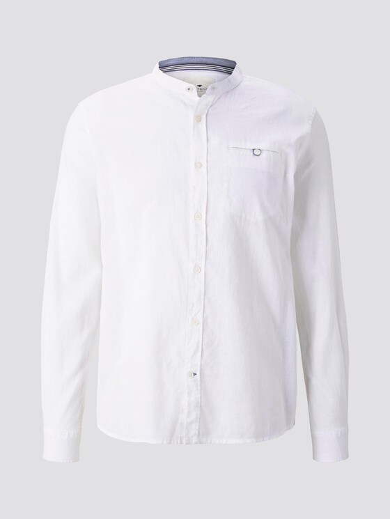 Hemd mit Mao-Kragen aus Leinengemisch - Männer - White Hemd mit Mao-Kragen aus Leinengemisch - Männer - White - 7 - TOM TAILOR