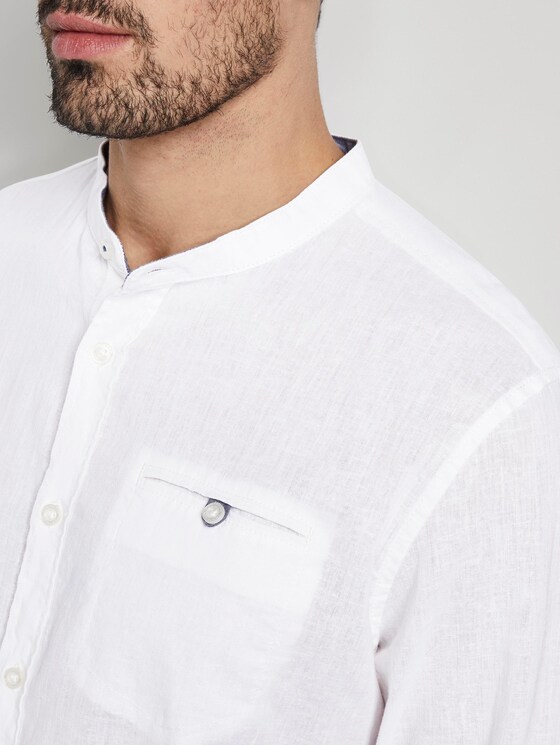 Hemd mit Mao-Kragen aus Leinengemisch - Männer - White Hemd mit Mao-Kragen aus Leinengemisch - Männer - White - 9 - TOM TAILOR