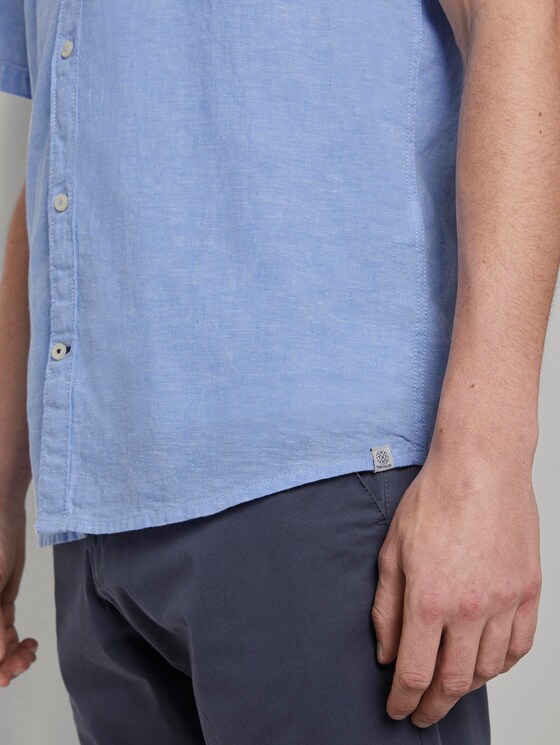Kurzarmhemd aus Leinengemisch - Männer - Sky Blue Chambray Kurzarmhemd aus Leinengemisch - Männer - Sky Blue Chambray - 10 - TOM TAILOR