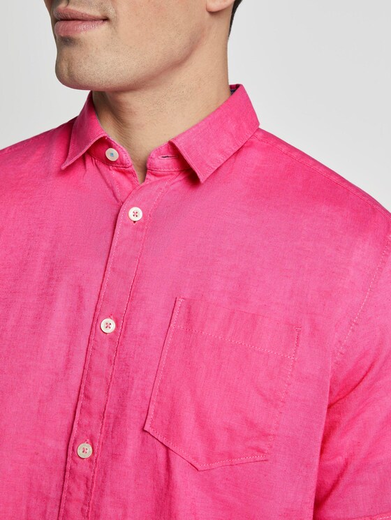Kurzarmhemd aus Leinengemisch - Männer - carmine pink Kurzarmhemd aus Leinengemisch - Männer - carmine pink - 10 - TOM TAILOR