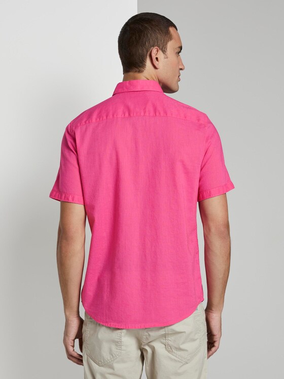 Kurzarmhemd aus Leinengemisch - Männer - carmine pink Kurzarmhemd aus Leinengemisch - Männer - carmine pink - 2 - TOM TAILOR