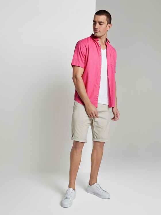 Kurzarmhemd aus Leinengemisch - Männer - carmine pink Kurzarmhemd aus Leinengemisch - Männer - carmine pink - 3 - TOM TAILOR