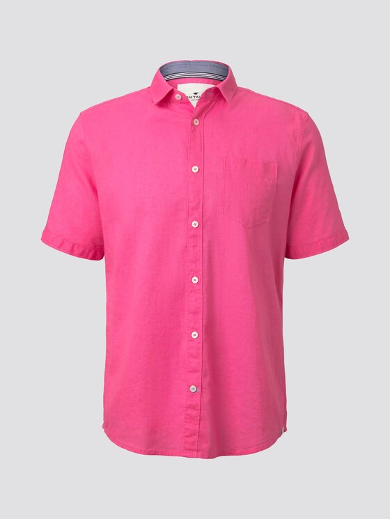 Kurzarmhemd aus Leinengemisch - Männer - carmine pink Kurzarmhemd aus Leinengemisch - Männer - carmine pink - 7 - TOM TAILOR