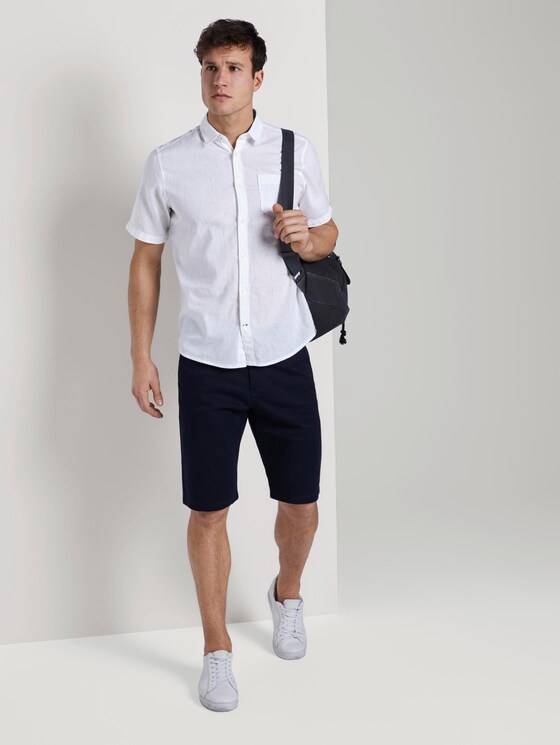 Kurzarmhemd aus Leinengemisch - Männer - White Kurzarmhemd aus Leinengemisch - Männer - White - 3 - TOM TAILOR