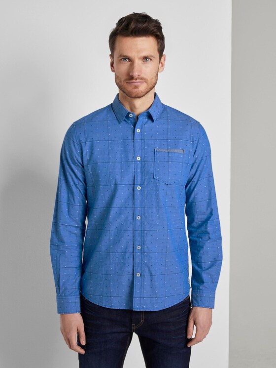 Hemd im Muster-Mix - Männer - blue check with navy clipper Hemd im Muster-Mix - Männer - blue check with navy clipper - 1 - TOM TAILOR