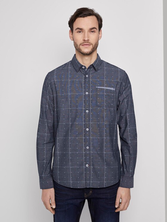 Hemd im Muster-Mix - Männer - navy check with red clipper Hemd im Muster-Mix - Männer - navy check with red clipper - 1 - TOM TAILOR