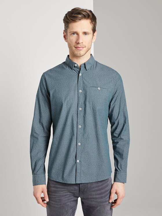 Gemustertes Hemd - Männer - navy geometric design Gemustertes Hemd - Männer - navy geometric design - 1 - TOM TAILOR