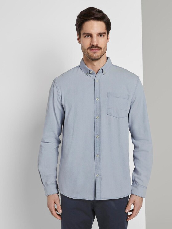 Jeanshemd mit Brusttasche - Männer - grey denim structure Jeanshemd mit Brusttasche - Männer - grey denim structure - 1 - TOM TAILOR