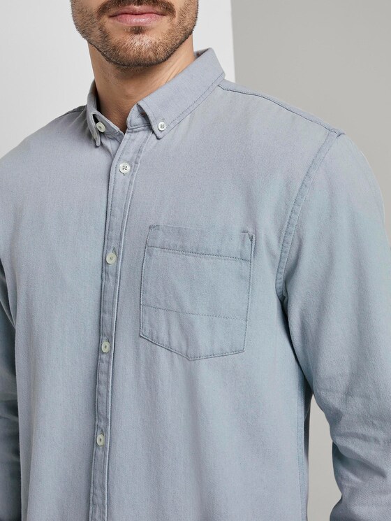 Jeanshemd mit Brusttasche - Männer - grey denim structure Jeanshemd mit Brusttasche - Männer - grey denim structure - 9 - TOM TAILOR