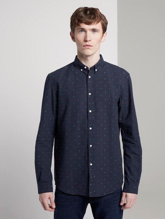 Hemd mit Allover-Print - Männer - navy triangle mix print Hemd mit Allover-Print - Männer - navy triangle mix print - 1 - TOM TAILOR Denim