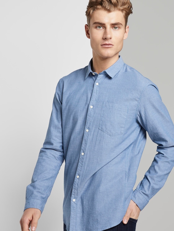 Strukturiertes Hemd mit Brusttasche - Männer - blue white rhomb structure Strukturiertes Hemd mit Brusttasche - Männer - blue white rhomb structure - 5 - TOM TAILOR Denim