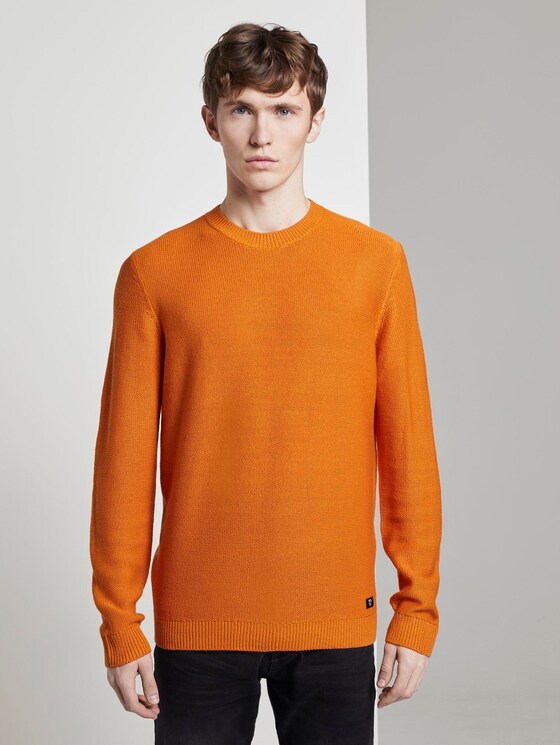 Strickpullover mit Rundhalsausschnitt - Männer - perfect orange Strickpullover mit Rundhalsausschnitt - Männer - perfect orange - 1 - TOM TAILOR Denim