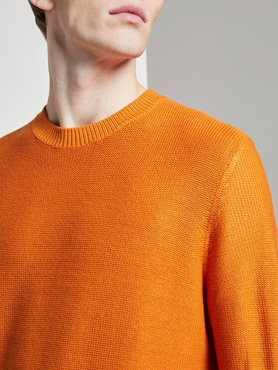Strickpullover mit Rundhalsausschnitt - Männer - perfect orange Strickpullover mit Rundhalsausschnitt - Männer - perfect orange - 9 - TOM TAILOR Denim