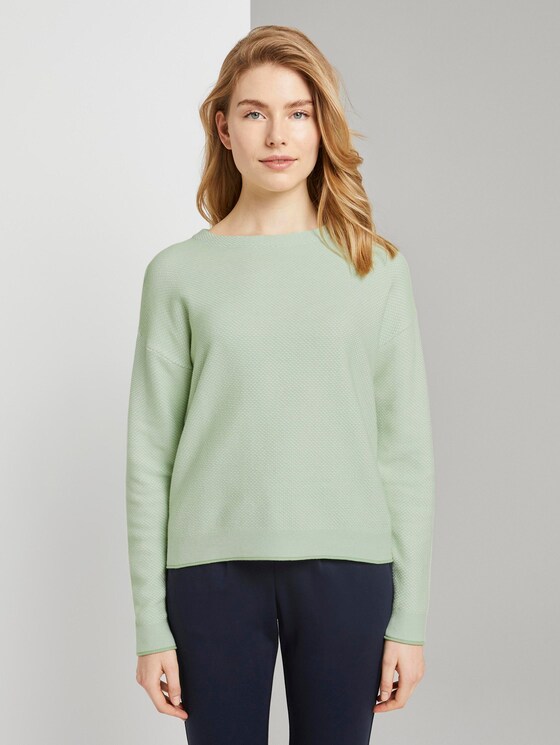 Zweifarbiger Strukturierter Pullover - Frauen - light pistachio green Zweifarbiger Strukturierter Pullover - Frauen - light pistachio green - 1 - TOM TAILOR
