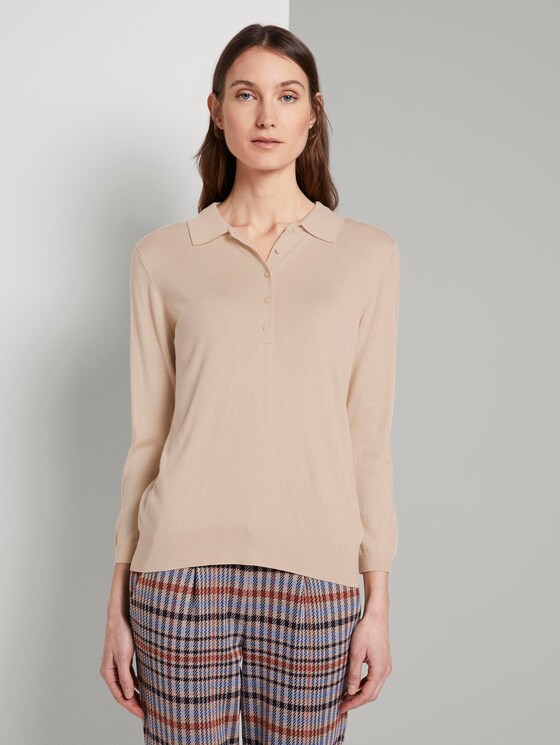 Pullover mit Polokragen - Frauen - silky vanilla melange Pullover mit Polokragen - Frauen - silky vanilla melange - 1 - TOM TAILOR