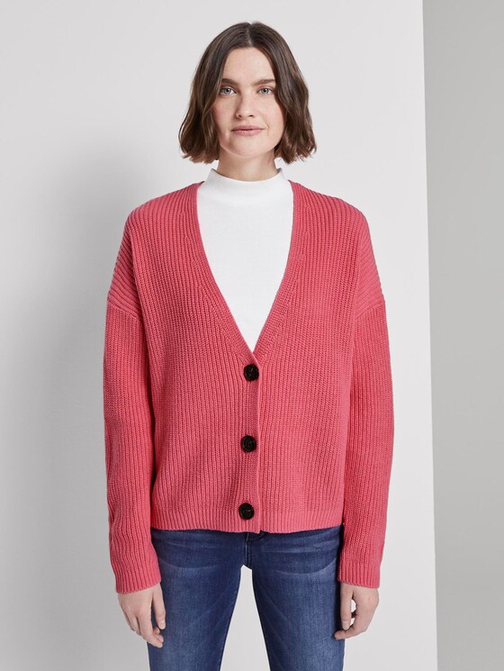 Kurzer Cardigan mit V-Ausschnitt - Frauen - charming pink Kurzer Cardigan mit V-Ausschnitt - Frauen - charming pink - 1 - TOM TAILOR