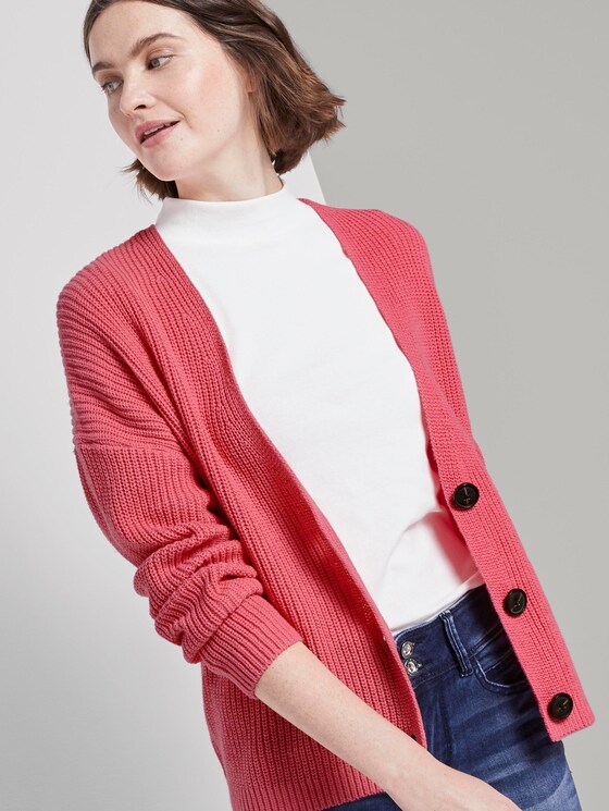 Kurzer Cardigan mit V-Ausschnitt - Frauen - charming pink Kurzer Cardigan mit V-Ausschnitt - Frauen - charming pink - 5 - TOM TAILOR
