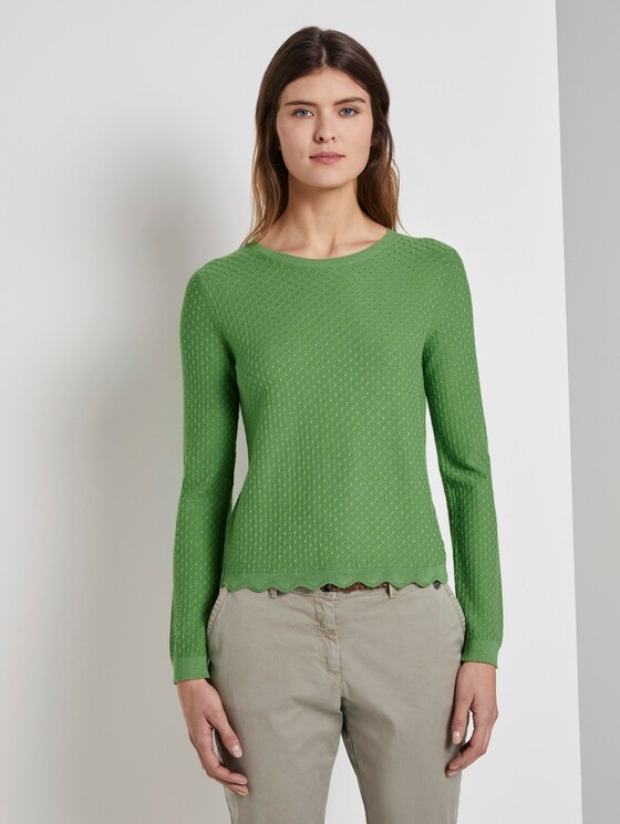 Strukturierter Pullover mit geschwungenem Saum - Frauen - sundried turf green Strukturierter Pullover mit geschwungenem Saum - Frauen - sundried turf green - 1 - TOM TAILOR