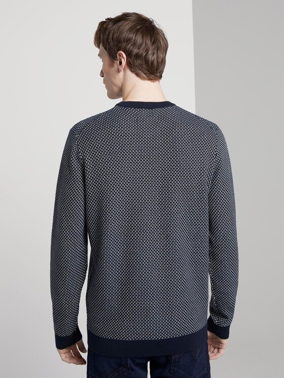 Structured knitted jumper - Men - navy mini structured stripe Structured knitted jumper - Men - navy mini structured stripe - 2 - TOM TAILOR Denim